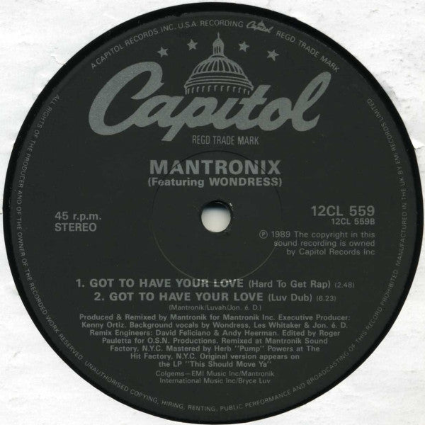 Mantronix Featuring Wondress* : Got To Have Your Love (12", Single)