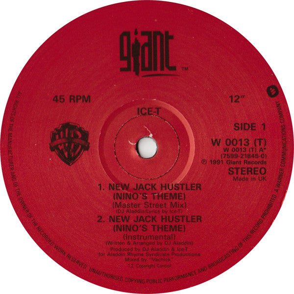 Ice-T : New Jack Hustler (Nino's Theme) (12", Single)