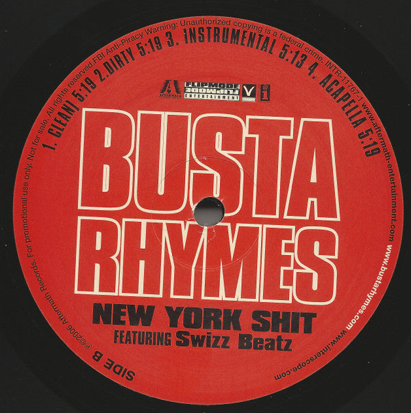 Busta Rhymes Featuring will.i.am* & Kelis : I Love My Bitch / New York Shit (12", Promo)