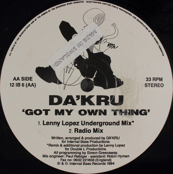 Da'Kru : Got My Own Thing (12")