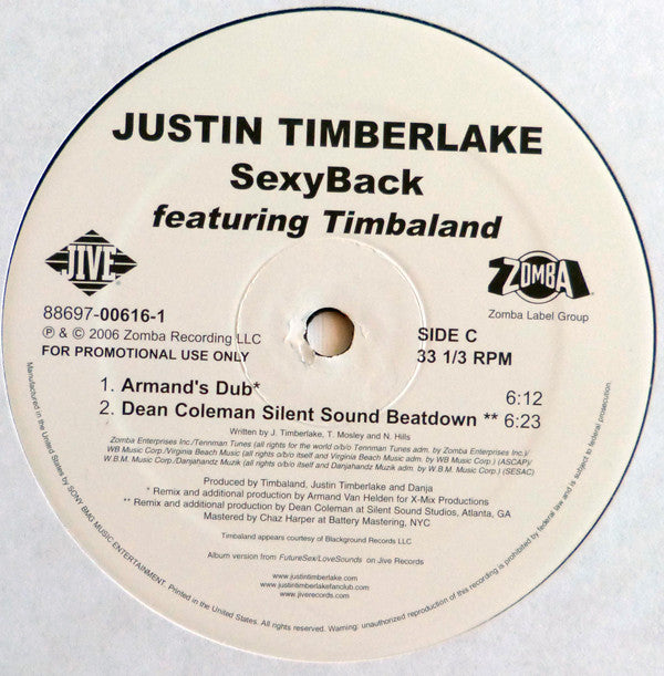 Justin Timberlake : SexyBack (Dance Mixes) (2x12", Promo)