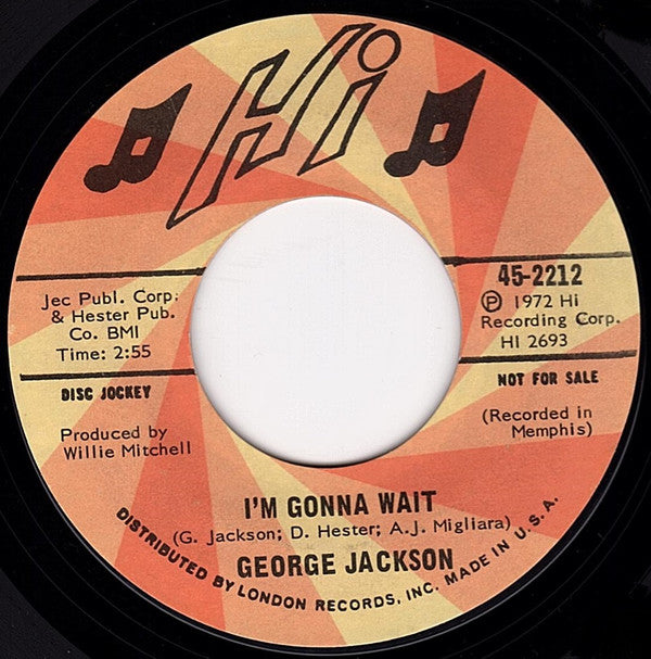 George Jackson (3) : Aretha, Sing One For Me / I'm Gonna Wait (7", Promo)