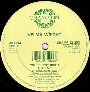 Velma Wright : You're Not Right (12")