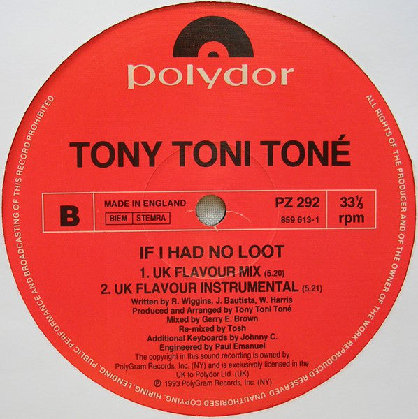Tony Toni Toné* : If I Had No Loot (12")
