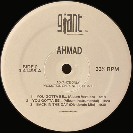 Ahmad (2) : You Gotta Be... (12", Promo)