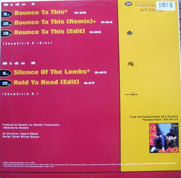 Showbiz & A.G. : Bounce Ta This (12", Promo)