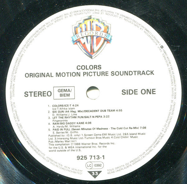 Various : Colors (Original Motion Picture Soundtrack) (LP, Album, Comp)