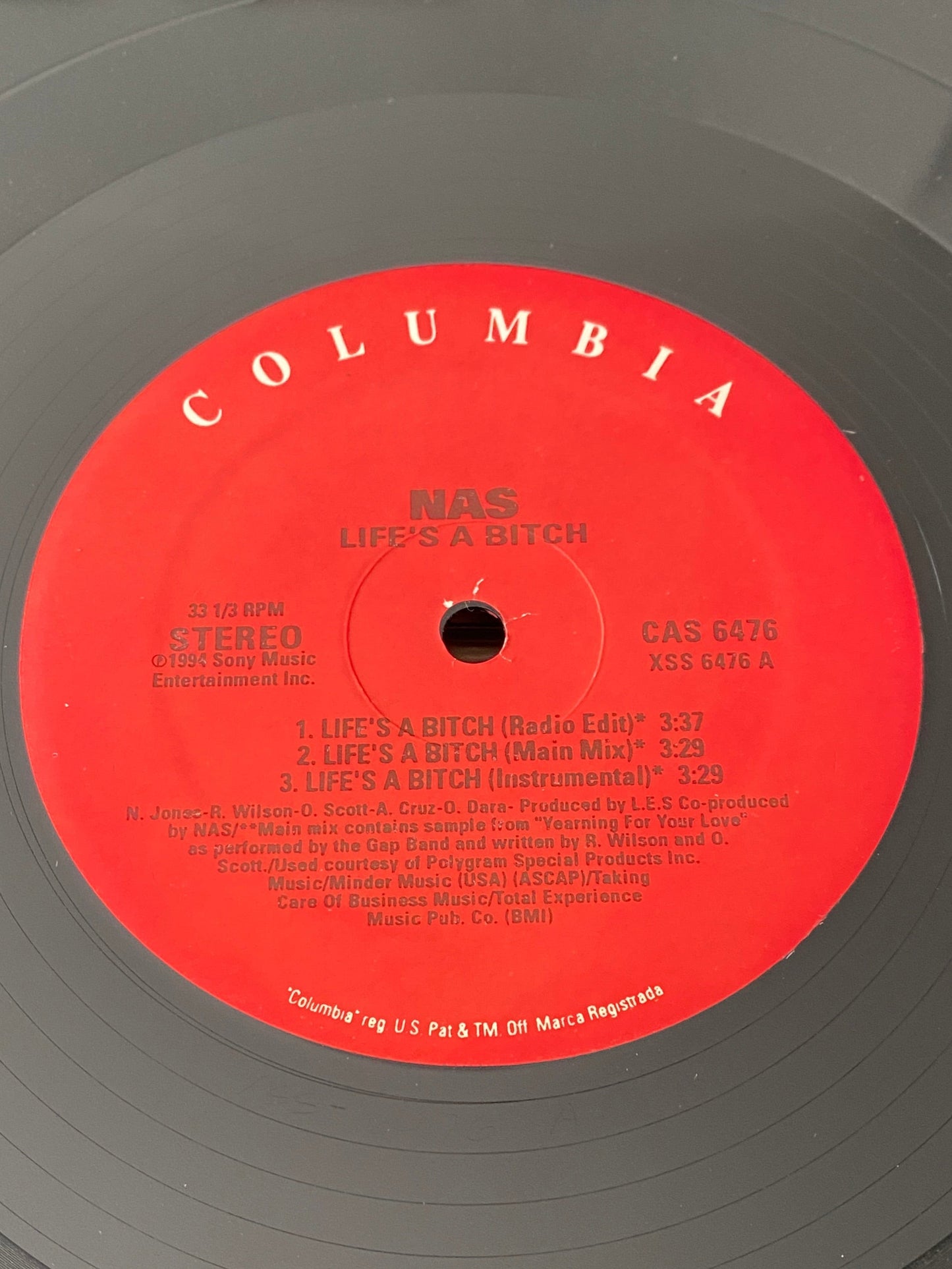 Nas – Life's A Bitch 12", 33 ⅓ RPM, Unofficial Release) (VG+)