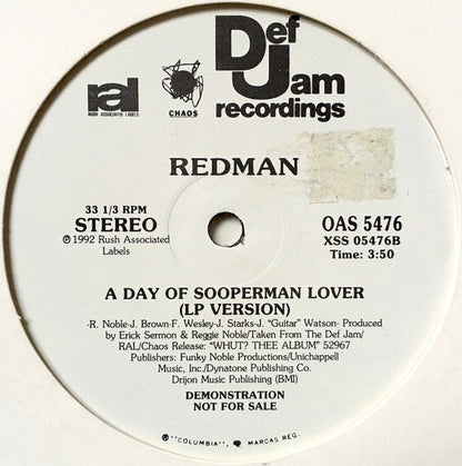 Redman : A Day Of Sooperman Lover (12", Promo)