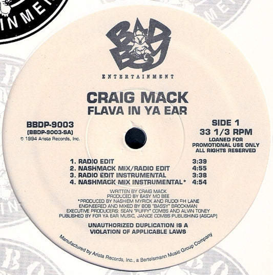 Craig Mack : Flava In Ya Ear (12", Promo)