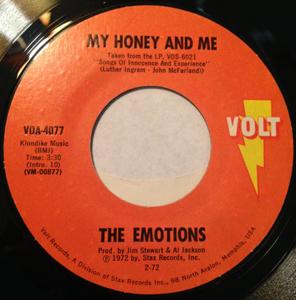 The Emotions : My Honey And Me / Blind Alley (7", Single)