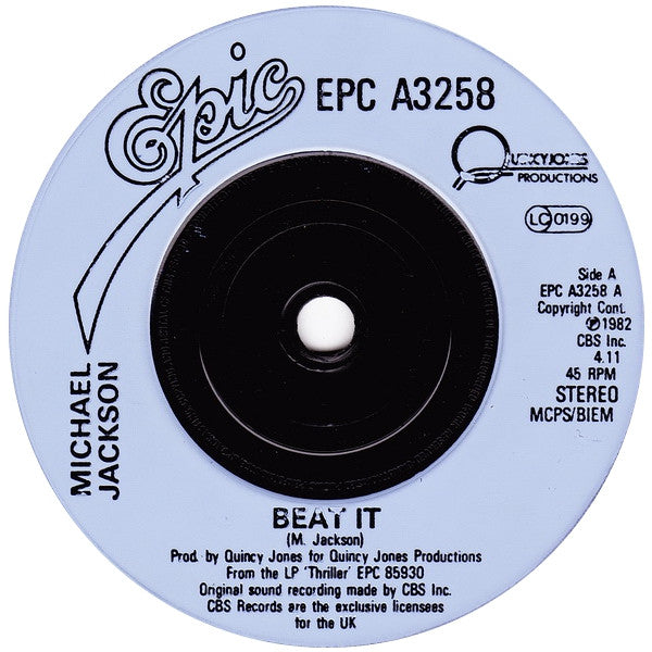 Michael Jackson : Beat It (7", Single, Inj)