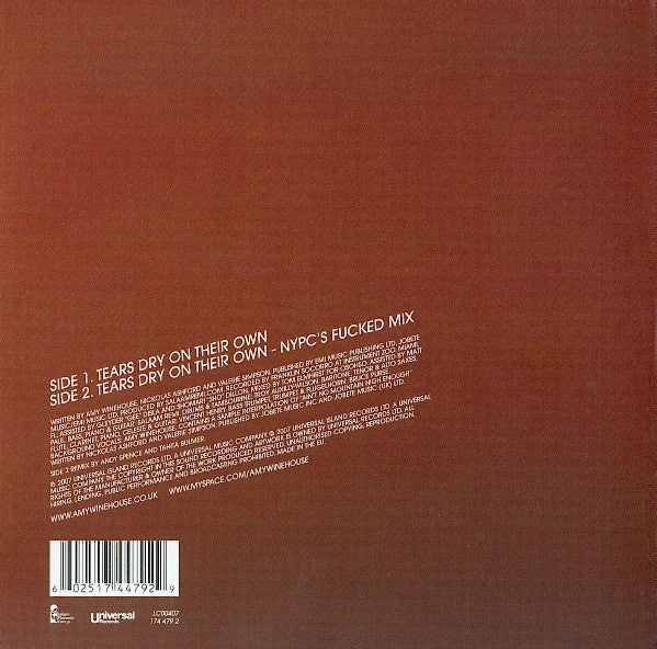 Amy Winehouse : Tears Dry On Their Own (7", Single, Ltd, Cle)