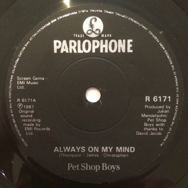 Pet Shop Boys : Always On My Mind (7", Single, Dam)