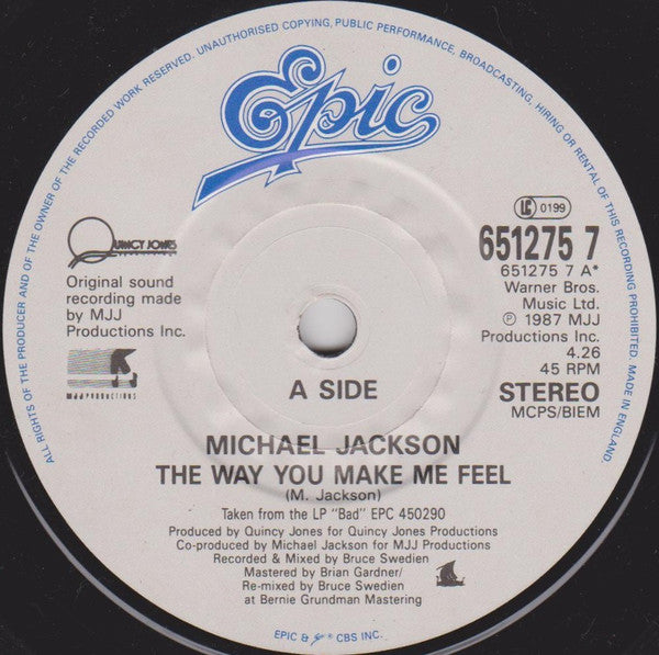 Michael Jackson : The Way You Make Me Feel (7", Single)