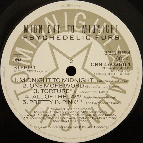The Psychedelic Furs : Midnight To Midnight (LP, Album)