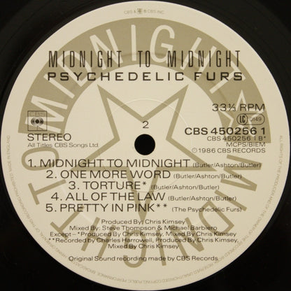 The Psychedelic Furs : Midnight To Midnight (LP, Album)