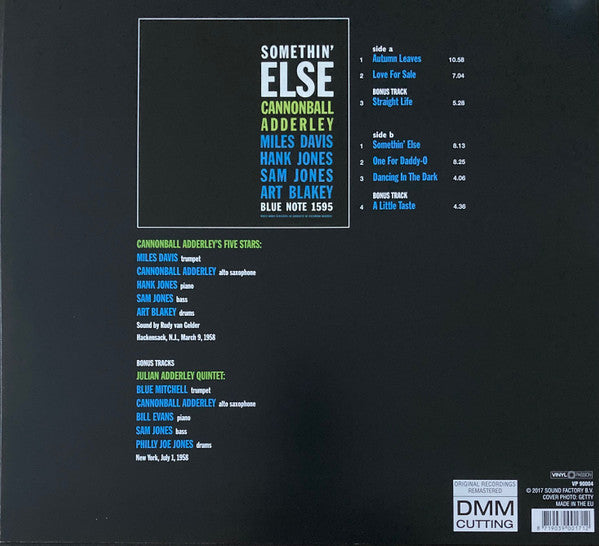 Cannonball Adderley : Somethin' Else (LP, Album, RE, RM)