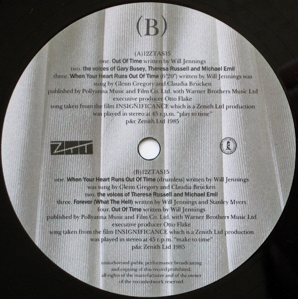 Glenn Gregory And Claudia Brücken : When Your Heart Runs Out Of Time (6'20") (12", Single)