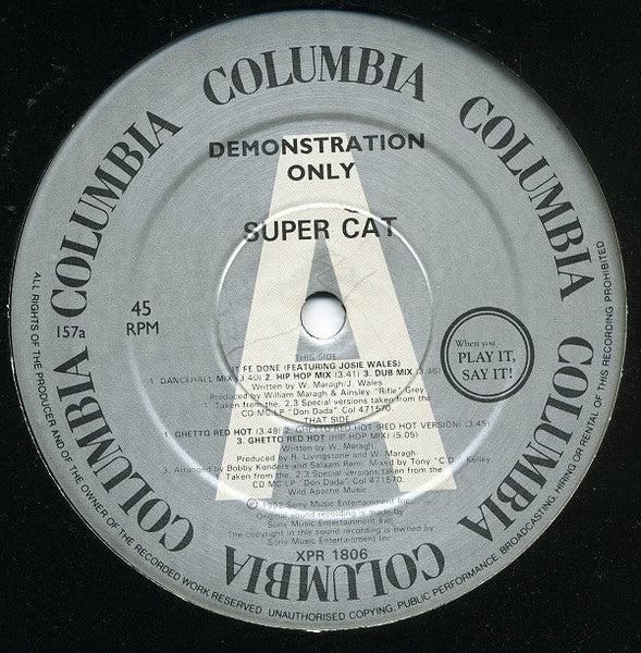 Super Cat (2) : It Fe Done / Ghetto Red Hot (12", Promo)
