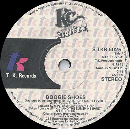KC And The Sunshine Band* : Boogie Shoes (7", Single)