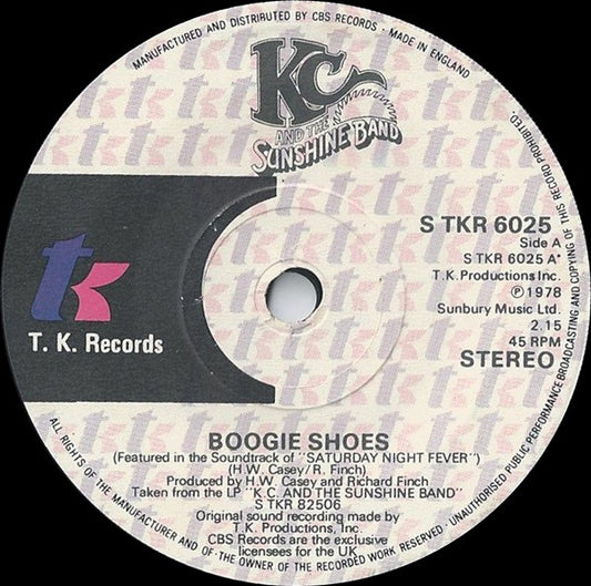 KC And The Sunshine Band* : Boogie Shoes (7", Single)