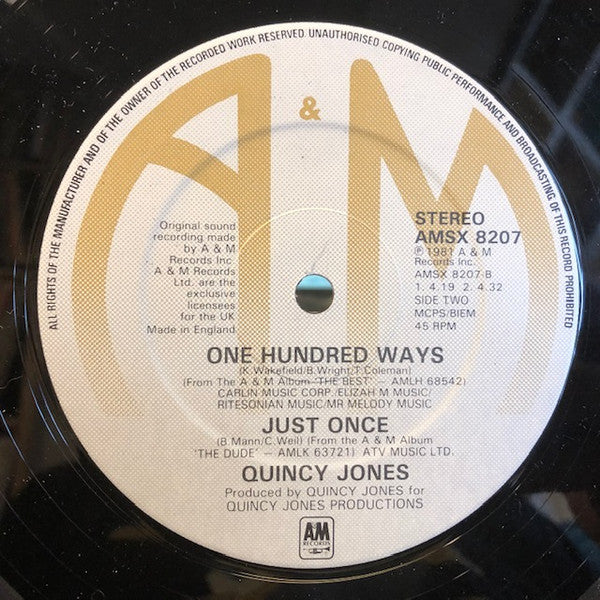 Quincy Jones : One Hundred Ways / The Dude (12")