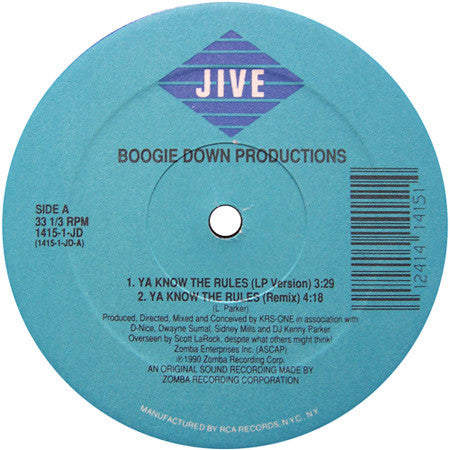 Boogie Down Productions : Ya Know The Rules (12")