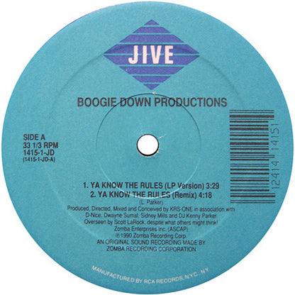 Boogie Down Productions : Ya Know The Rules (12")