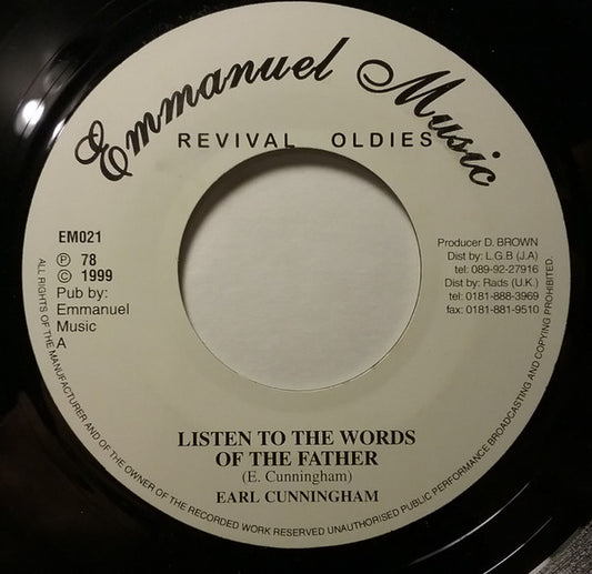 Earl Cunningham : Listen To The Words Of The Father (7", RE)