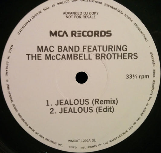 Mac Band Featuring The McCampbell Brothers : Jealous (12", Promo)