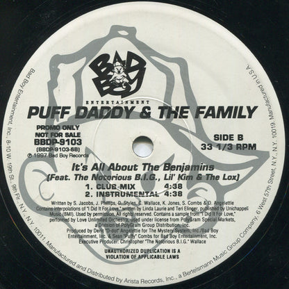 Puff Daddy & The Family : It's All About The Benjamins (12", Promo)