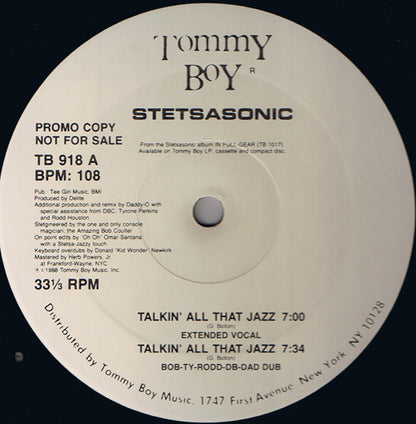Stetsasonic : Talkin' All That Jazz (12", Promo)