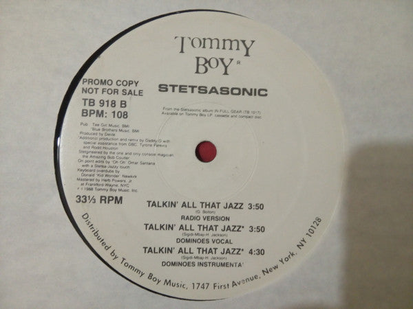 Stetsasonic : Talkin' All That Jazz (12", Promo)