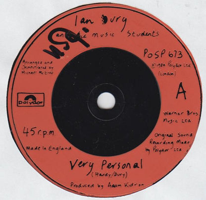 Ian Dury And The Music Students : Very Personal (7", Single)