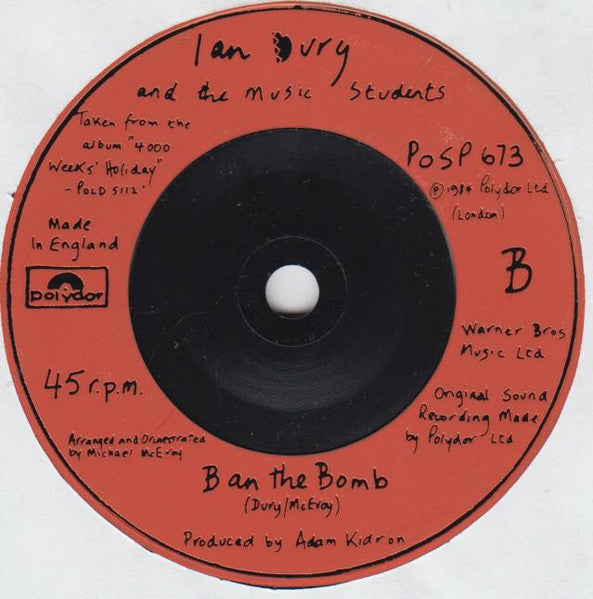Ian Dury And The Music Students : Very Personal (7", Single)