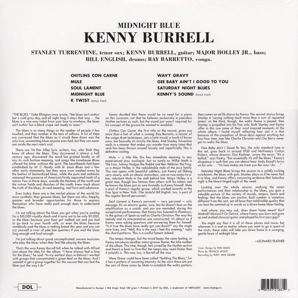 Kenny Burrell : Midnight Blue (LP, Album, RE, Unofficial, 180)