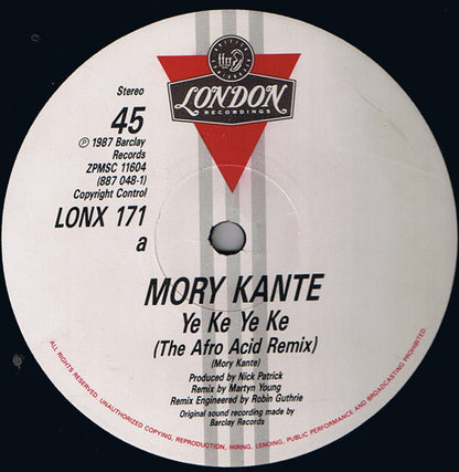 Mory Kanté : Yé Ké Yé Ké (The Afro Acid Remix) (12")
