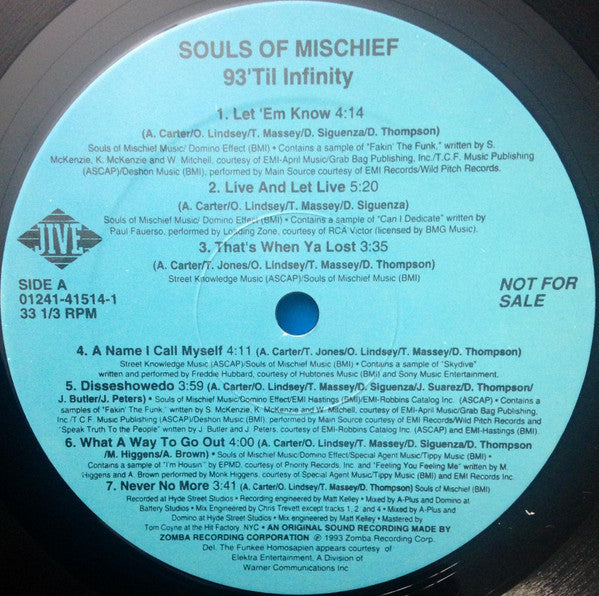 Souls Of Mischief : 93 'Til Infinity (LP, Album, Promo)