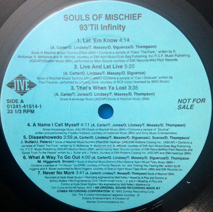 Souls Of Mischief : 93 'Til Infinity (LP, Album, Promo)