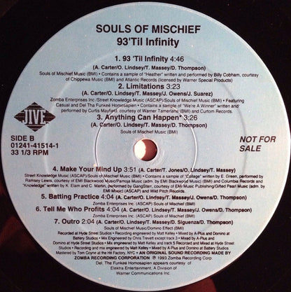 Souls Of Mischief : 93 'Til Infinity (LP, Album, Promo)