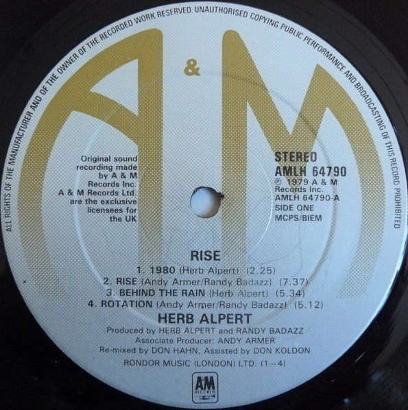 Herb Alpert : Rise (LP, Album)