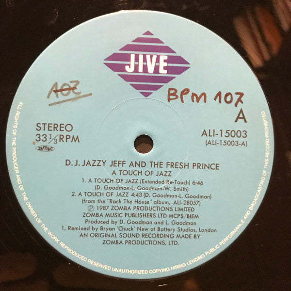 DJ Jazzy Jeff & The Fresh Prince : A Touch Of Jazz (12")