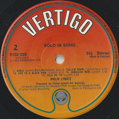 Philip Lynott* : Solo In Soho (LP, Album)