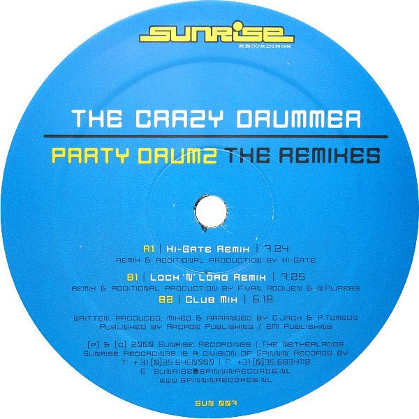 The Crazy Drummer : Party Drumz (12")