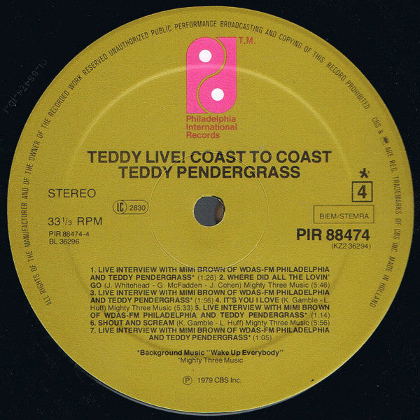 Teddy Pendergrass : Live! Coast To Coast (2xLP, Album, Gat)