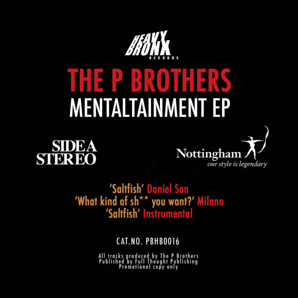 P Brothers : Mentaltainment EP (12", EP, Ltd)