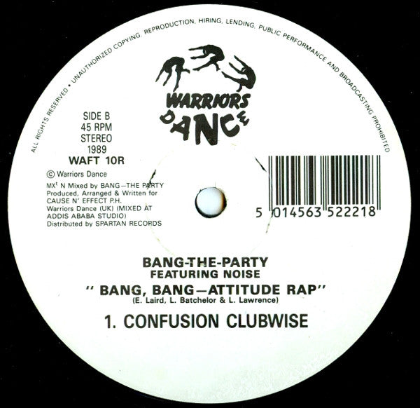 Bang The Party Featuring M.C. Noise : Bang, Bang - Attitude Rap (12")