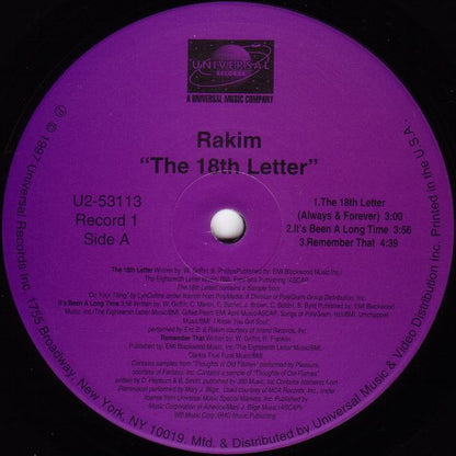 Rakim : The 18th Letter (2xLP, Album)
