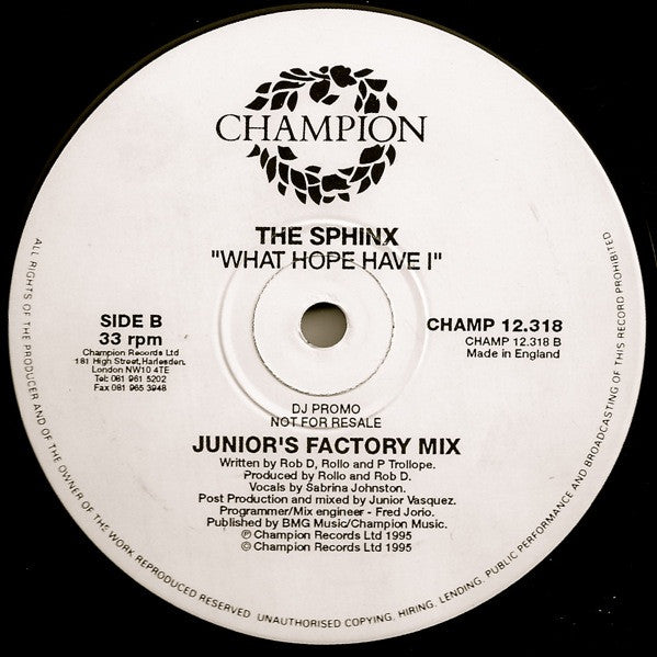 The Sphinx* : What Hope Have I (2x12", Promo)